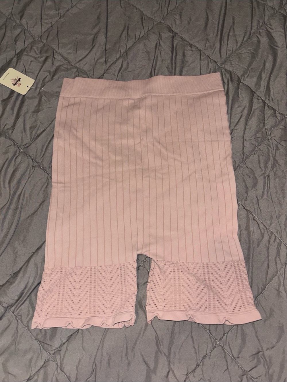 Free People Pink Ribbed Knit Bike Shorts balletcore Barbie Feminine